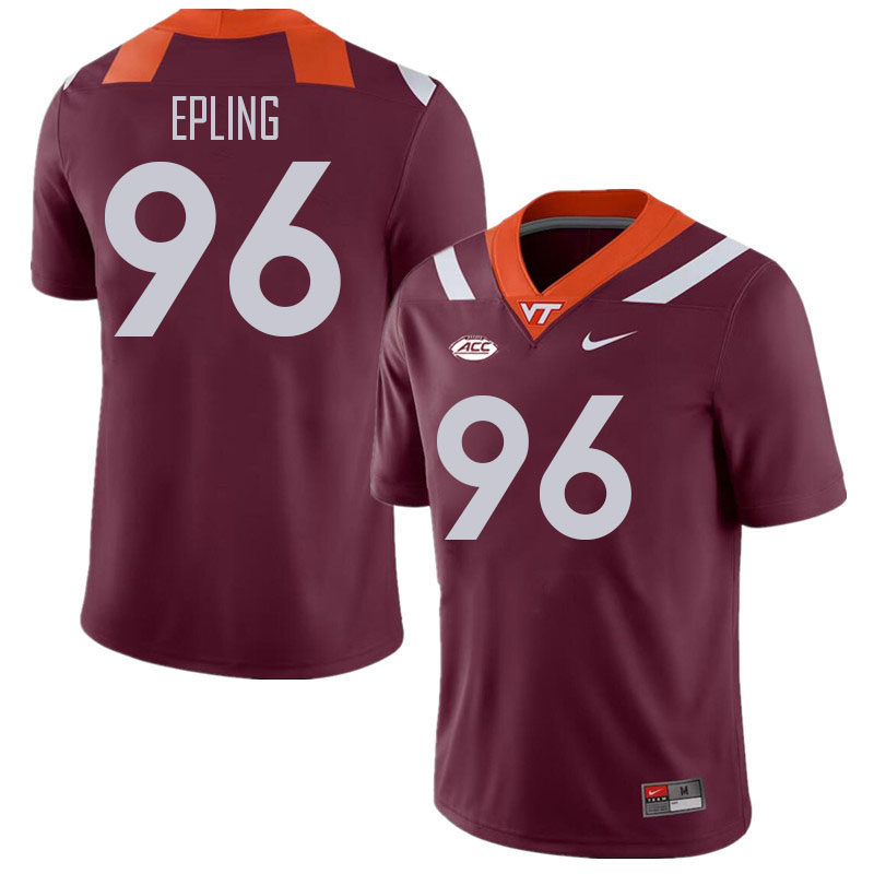 Men #96 Christian Epling Virginia Tech Hokies College Football Jerseys Stitched Sale-Maroon